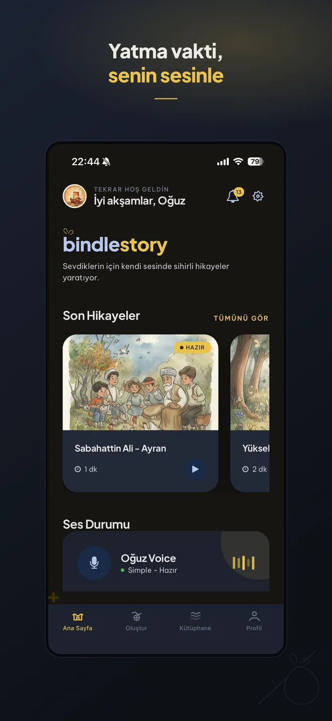 Uygulama gece görünümünde
